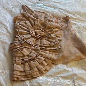 ELIJAH: Cotton off Shoulder Elegant Tan Ruffled Top